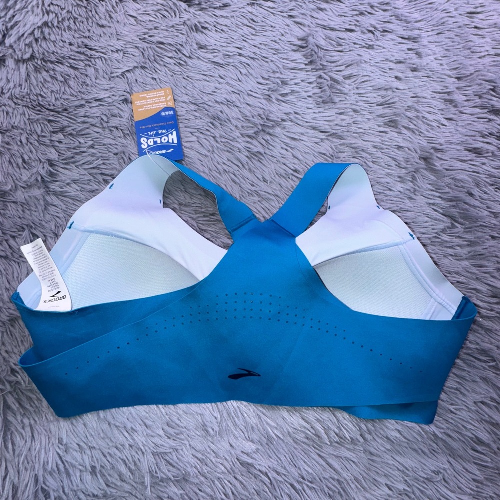 Brooks Bra Womens 38 A/B Dare Crossback Run Bra Sea Blue High Impact HOLDS me in - Picture 6 of 10